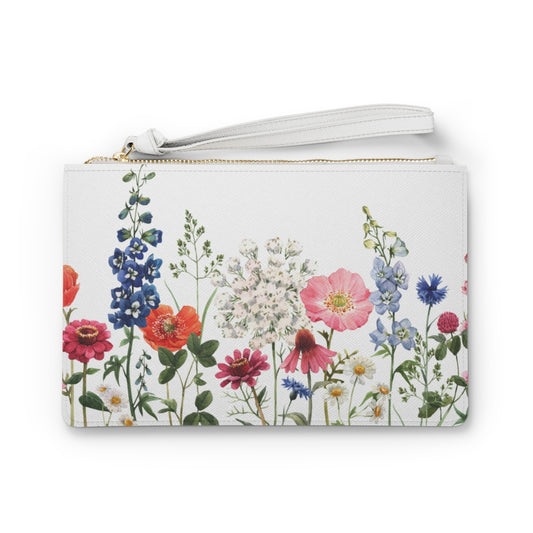 Floral Designed Zipped Clutch Bag