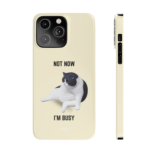 Funny Bored Cat Theme Slim Case for iPhone 14, 14 PRO and 14 PRO MAX