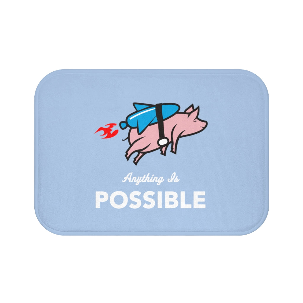 Anything is Possible Flying Pig with Rocket Bath Mat