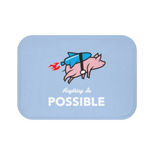 Load image into Gallery viewer, Anything is Possible Flying Pig with Rocket Bath Mat

