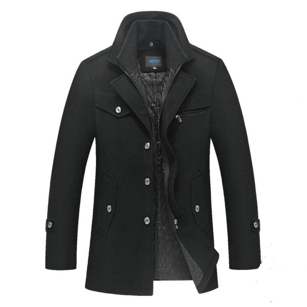 Mens Layered Collar Button Front Military Coat – Onetify