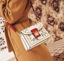 Load image into Gallery viewer, Small Embroidered Crossbody Vegan Leather Bag
