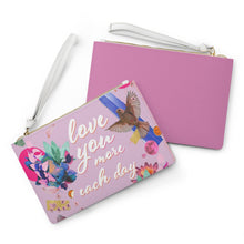 Load image into Gallery viewer, Love You More Each Day Floral Design Vegan Zipped Clutch Bag
