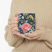 Load image into Gallery viewer, Navy Floral Coffee Tea Mug
