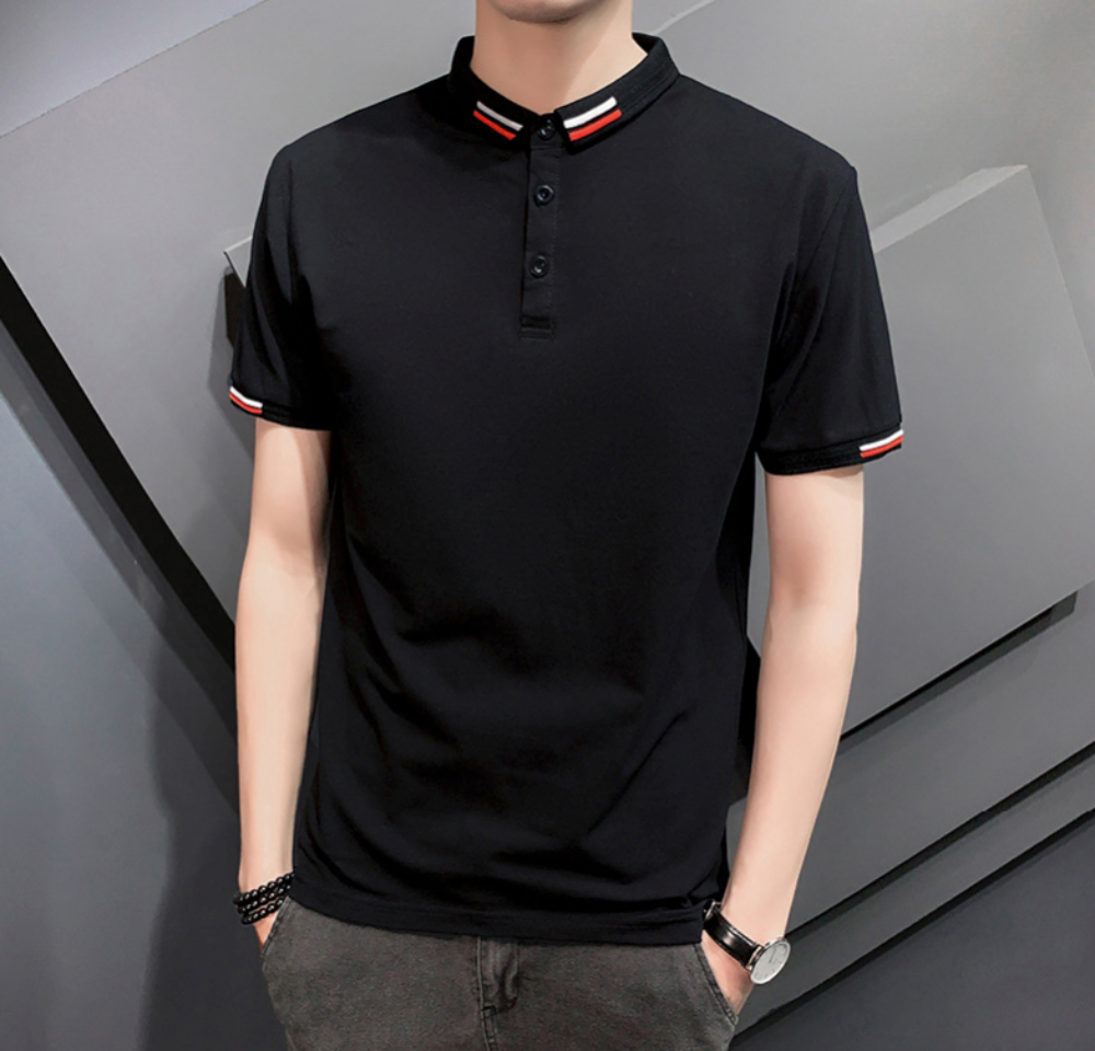 Mens Short Sleeve Polo Shirt with Collar Details