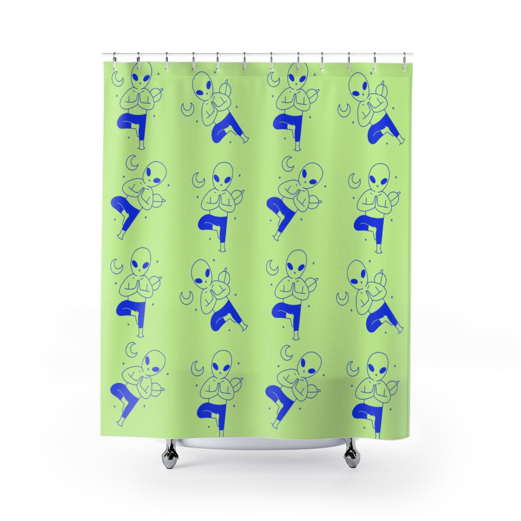 Alien Yoga Shower Curtains