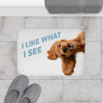 Funny Dog Looking Up Bath Mat