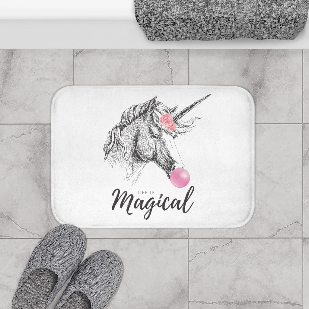 Unicorn Bubble Gum Life is Magical Bath Mat