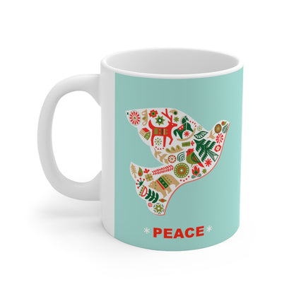 Christmas Dove with Peace Ceramic Mug 11oz