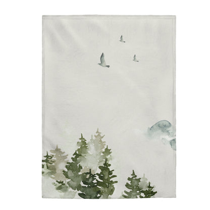 Birds Over Forest Blanket Plush Throw