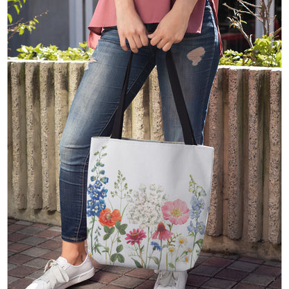 Double Sided Spring Floral Print Tote Bag Medium