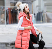 Load image into Gallery viewer, Womens High Collar Hooded Puffer Winter Vest

