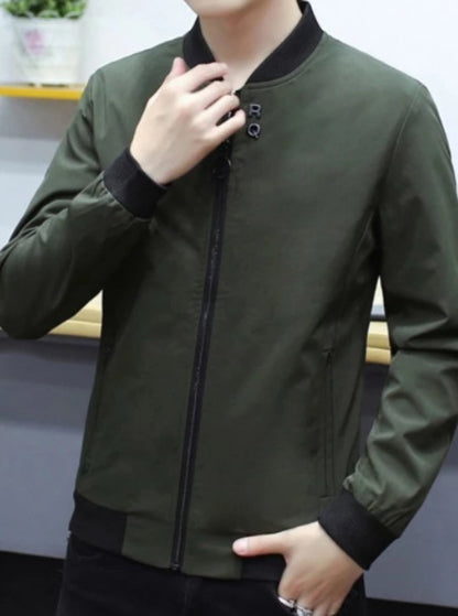 Mens Round Neck Zipper Jacket with Inner Warming Layer