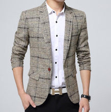 Load image into Gallery viewer, Mens Navy Plaid Blazer
