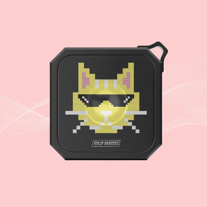 Ninja Dragons Cat with Sunglasses Retro Pixel Waterproof Bluetooth Speaker