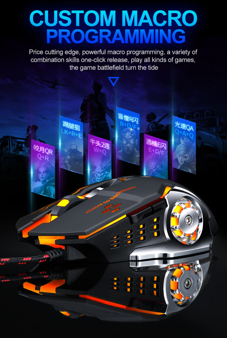 Professional 8D  3200DPI Adjustable Wired Optical LED Gaming Mouse