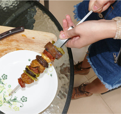 BBQ Stainless Steel Skewer Sticks for Meat and Vegetables - 6 Pcs