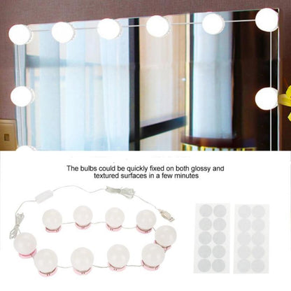 Dressing Table LED Adjustable Brightness Lights 10 Light Bulbs Set