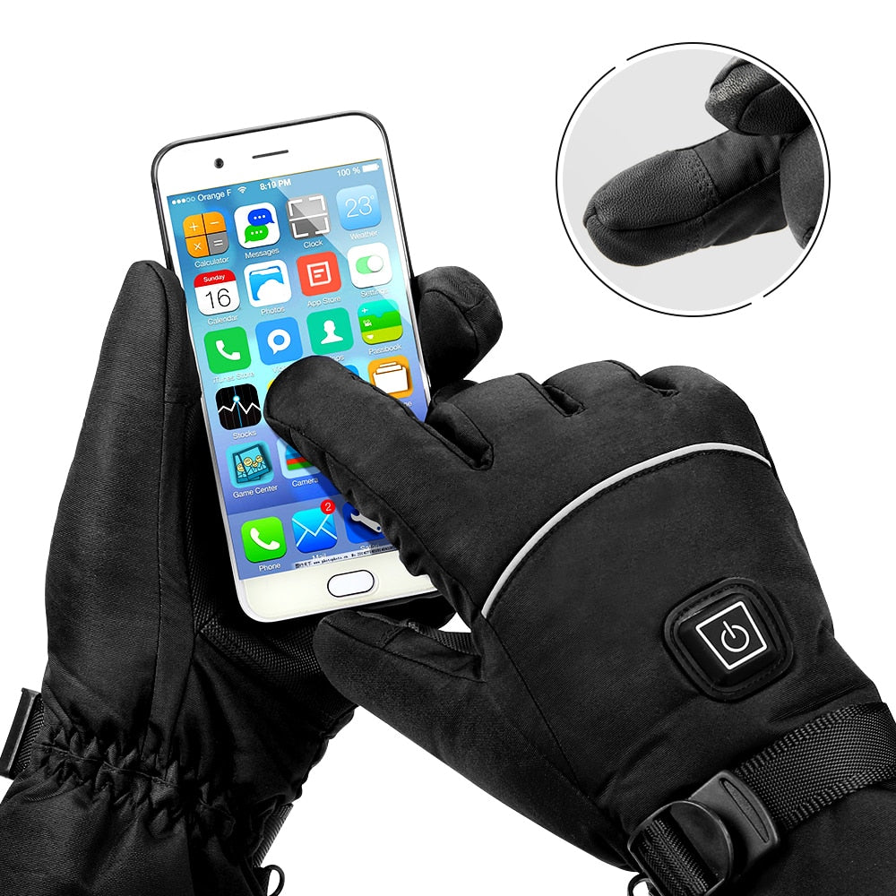Waterproof Heated Motorcycle Touch Screen Battery Powered Gloves