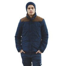 Load image into Gallery viewer, Mens Stand Collar Puffer Jacket in Navy Blue
