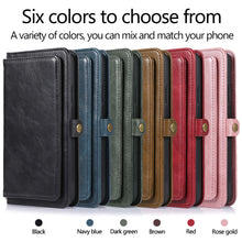 Load image into Gallery viewer, Vegan Leather Magnetic Card Holder Wallet Case with Strap for iPhone 11 to 15
