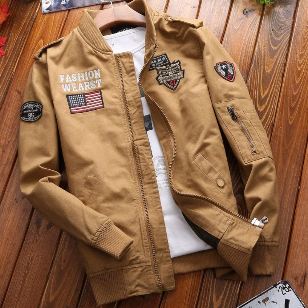 Mens Military Pilot Zipper Jacket