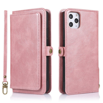 Vegan Leather Magnetic Card Holder Wallet Case with Strap for iPhone 11 to 15