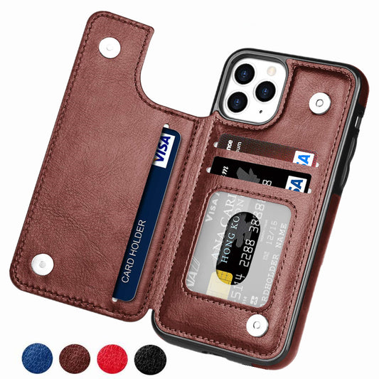 Casual Retro Theme Vegan Leather Flip Wallet Case for iPhone 11 to 15