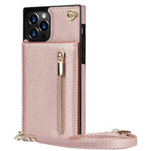 Load image into Gallery viewer, Slim Zipper Wallet Case for iPhone X to 14 series With Crossbody Strap
