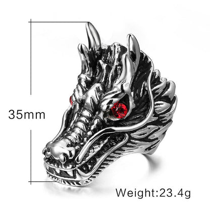 Dragon Head Red Stone Ring