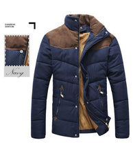 Load image into Gallery viewer, Mens Stand Collar Puffer Jacket in Navy Blue
