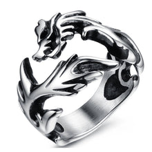 Load image into Gallery viewer, Mens Stainless Steel Dragon Flame Design Ring
