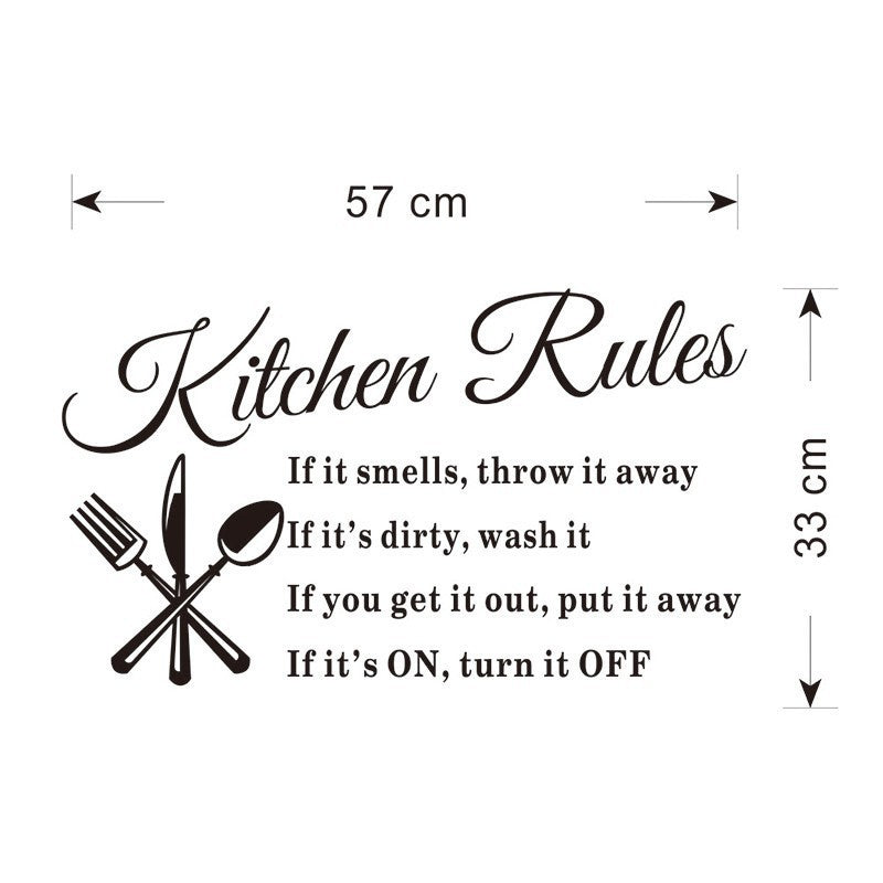 Removable Wall Stickers for Kitchen with  Kitchen Rules Design 3 stickers pack
