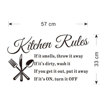 Removable Wall Stickers for Kitchen with  Kitchen Rules Design 3 stickers pack