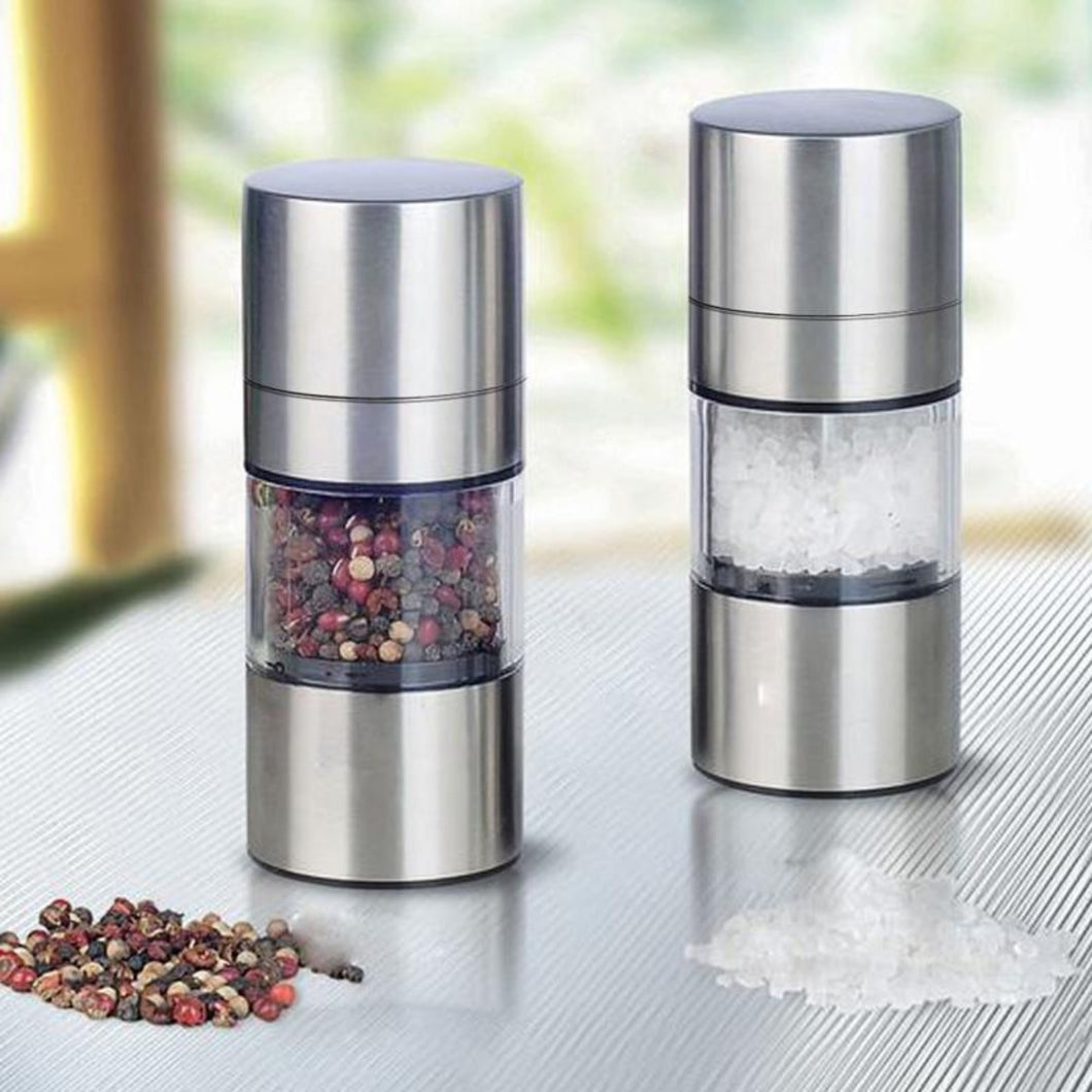 Luxury Stainless Steel Manual Salt and Pepper Grinder Set (2 Bottles)