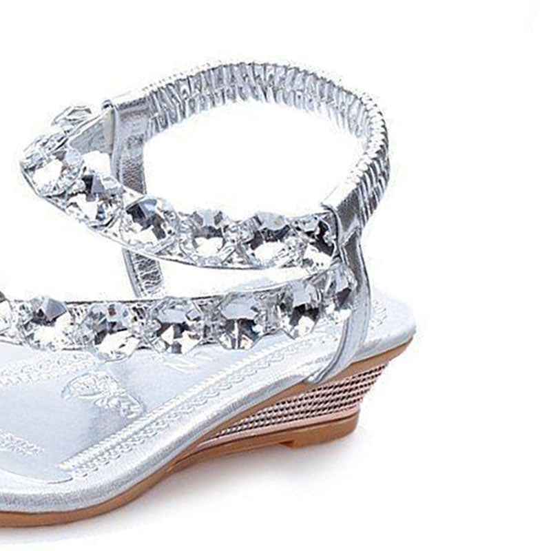Womens Silver Rhinestone Slip on Sandals