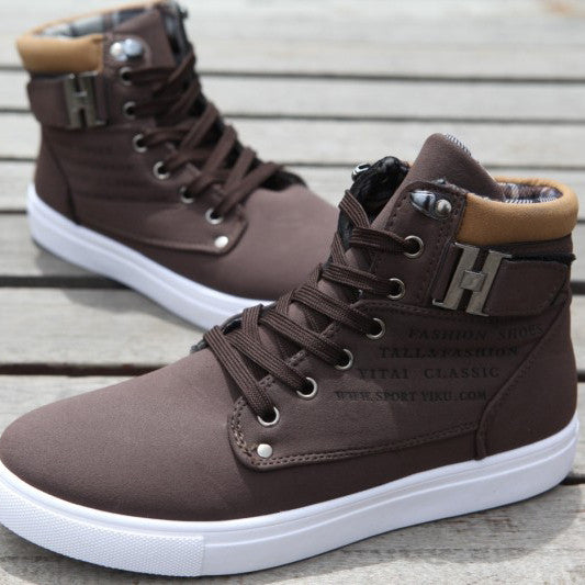 Mens Casual Daily High Top Ankle Faux Leather Boots