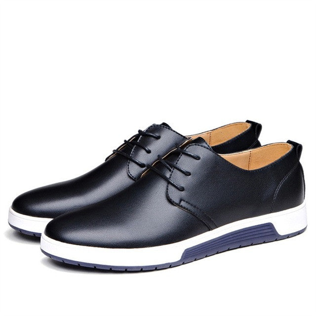 Mens Street Style Casual Leather Shoes in Black
