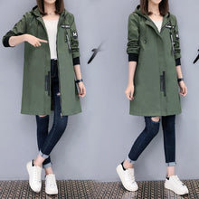 Load image into Gallery viewer, Womens Casual Hooded Zipped Up Jacket in Army Green
