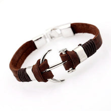 Load image into Gallery viewer, Mens Trendy Leather Bracelet  with Anchor Design

