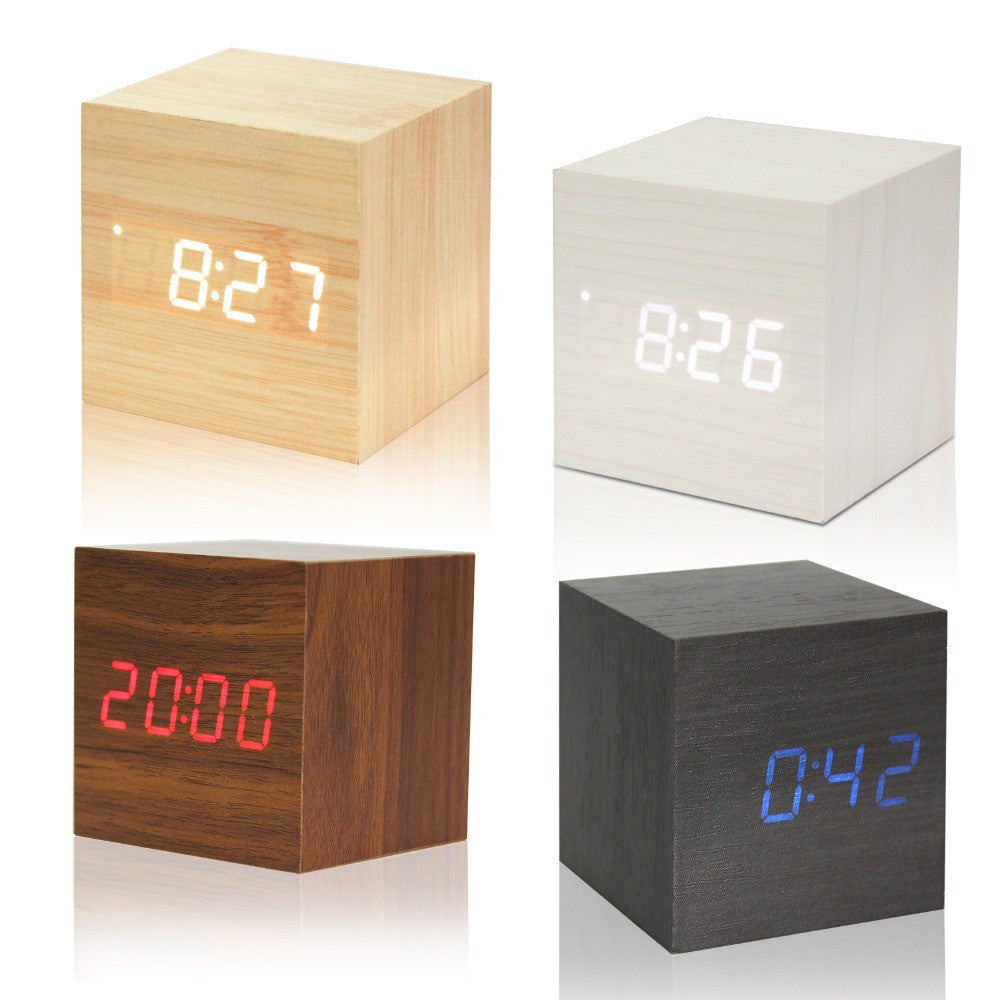 Wooden LED Thermometer Digital Alarm Clock