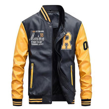 Load image into Gallery viewer, Mens Baseball Faux Leather Jacket
