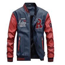 Load image into Gallery viewer, Mens Baseball Faux Leather Jacket
