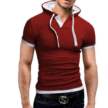 Mens Hooded Short Sleeve T Shirt