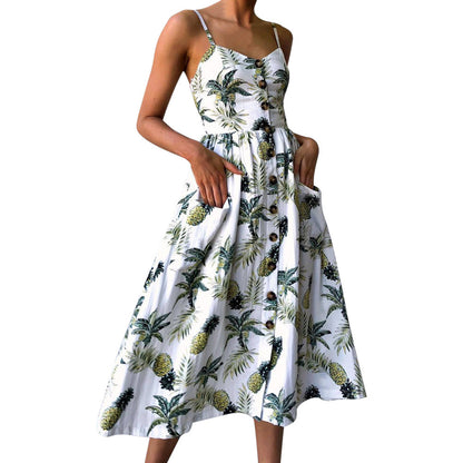 Floral Shoulder Strap Summer Dress