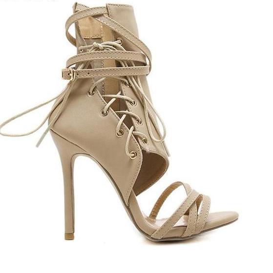 Lace Up High Heel Sandals