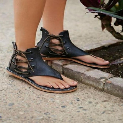 Womens vegan Leather Gladiator Sandals in Black Sizes 7