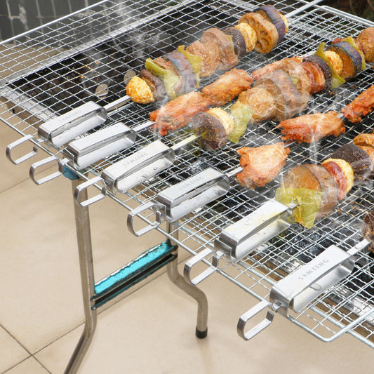 BBQ Stainless Steel Skewer Sticks for Meat and Vegetables - 6 Pcs