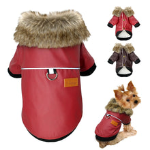 Load image into Gallery viewer, Waterproof Vegan Leather Jacket for Dog with Faux Fur Collar
