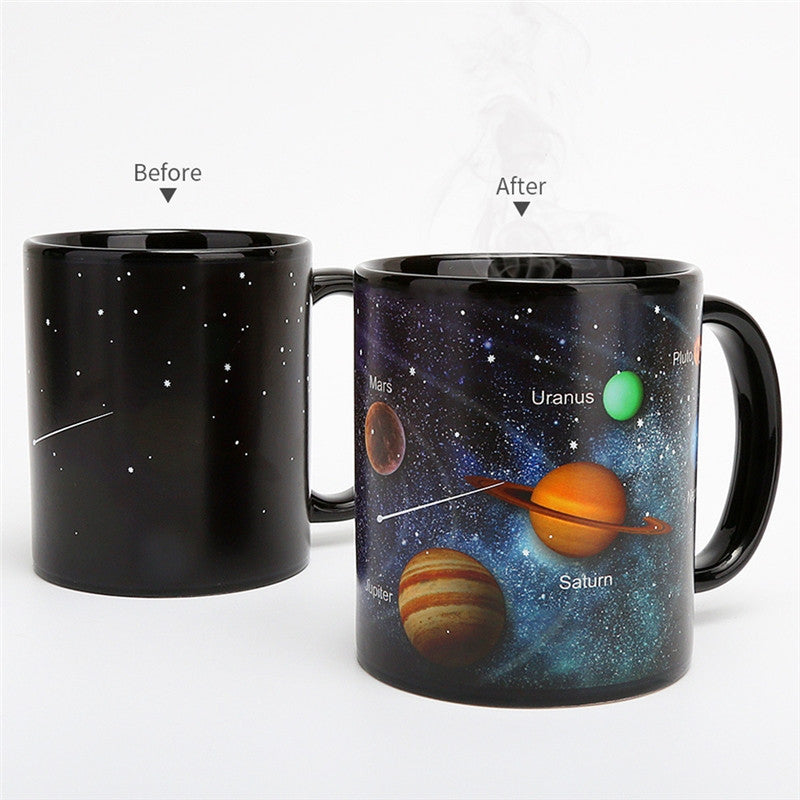 Space Theme Heat Sensitive Color Changing Ceramic Mug